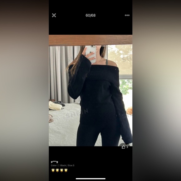 Off Shoulder Foldover Ribbed Knit Sweater - Picture 8 of 8